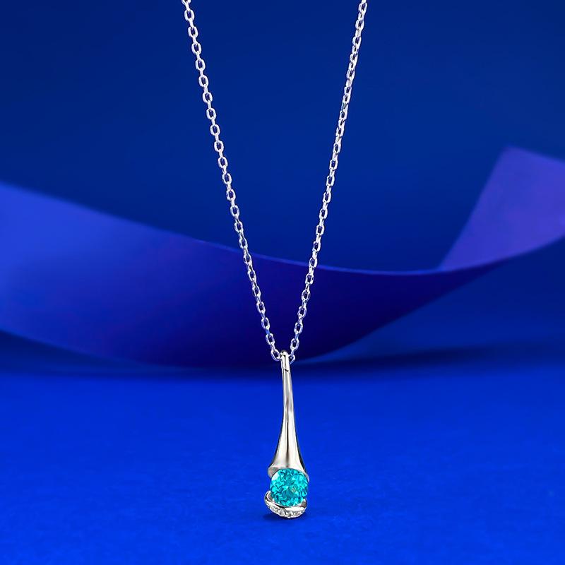 

S925 Silver Teardrop Paraiba Necklace Versatile Fashion 925 Silver