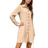 Women's Fashionable And Versatile Long-Sleeved -Color Drawstring Dress