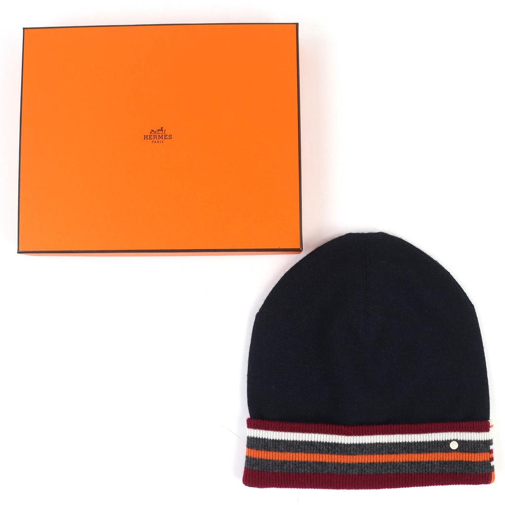 Pristine HERMES Knit cap H Twist Heaven Twist Serie Button Beanie Knit Hat L Used