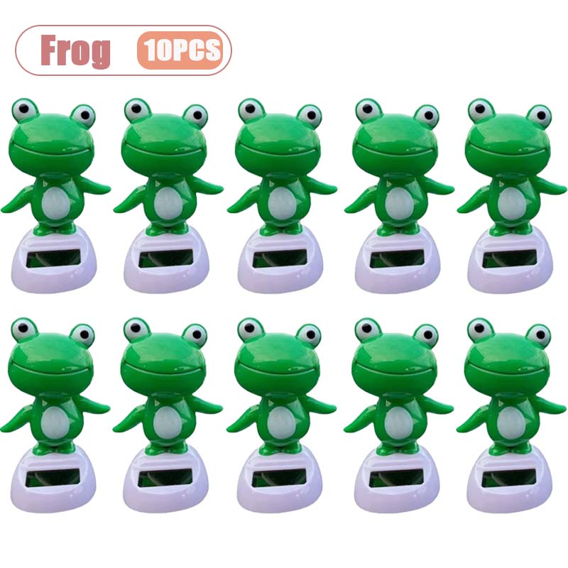 1-10PCS Cute Solar Powered Frog Car Dashboard Decor Animal Figurine Gift for Women Men Auto Interior Ornament Fun Desk Toy