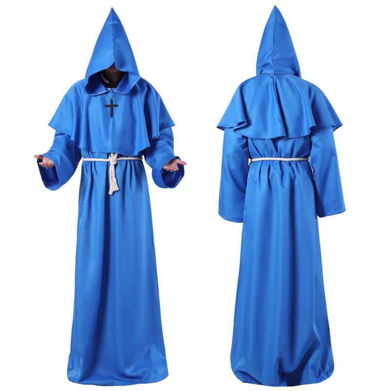 Halloween Medieval Monk & Wizard Robe Costume - Priest COS Stage Wear