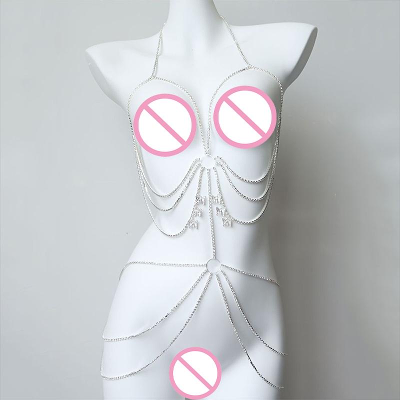 

Able Butterfly Drop Pendant Multi Layer Chest Chain Nightclub Women S Body Chain Jewelry срібний