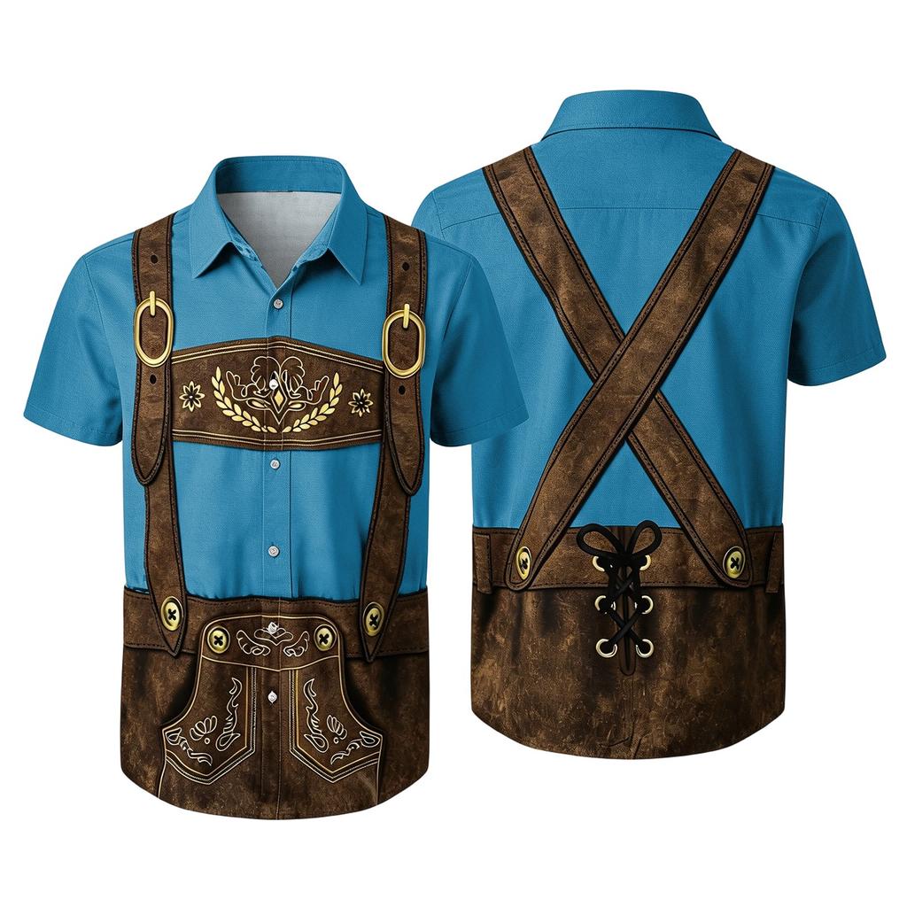 Men's Vintage Print Short Sleeve Cardigan Casual Loose Fit for Party Festival Daily Wear