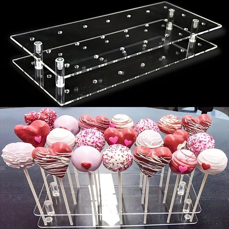 2-Pack Clear Acrylic Cake Pop Display Stands with 21 Holes Lollipop Holder Weddings Birthdays Anniversaries Decorating Supplies
