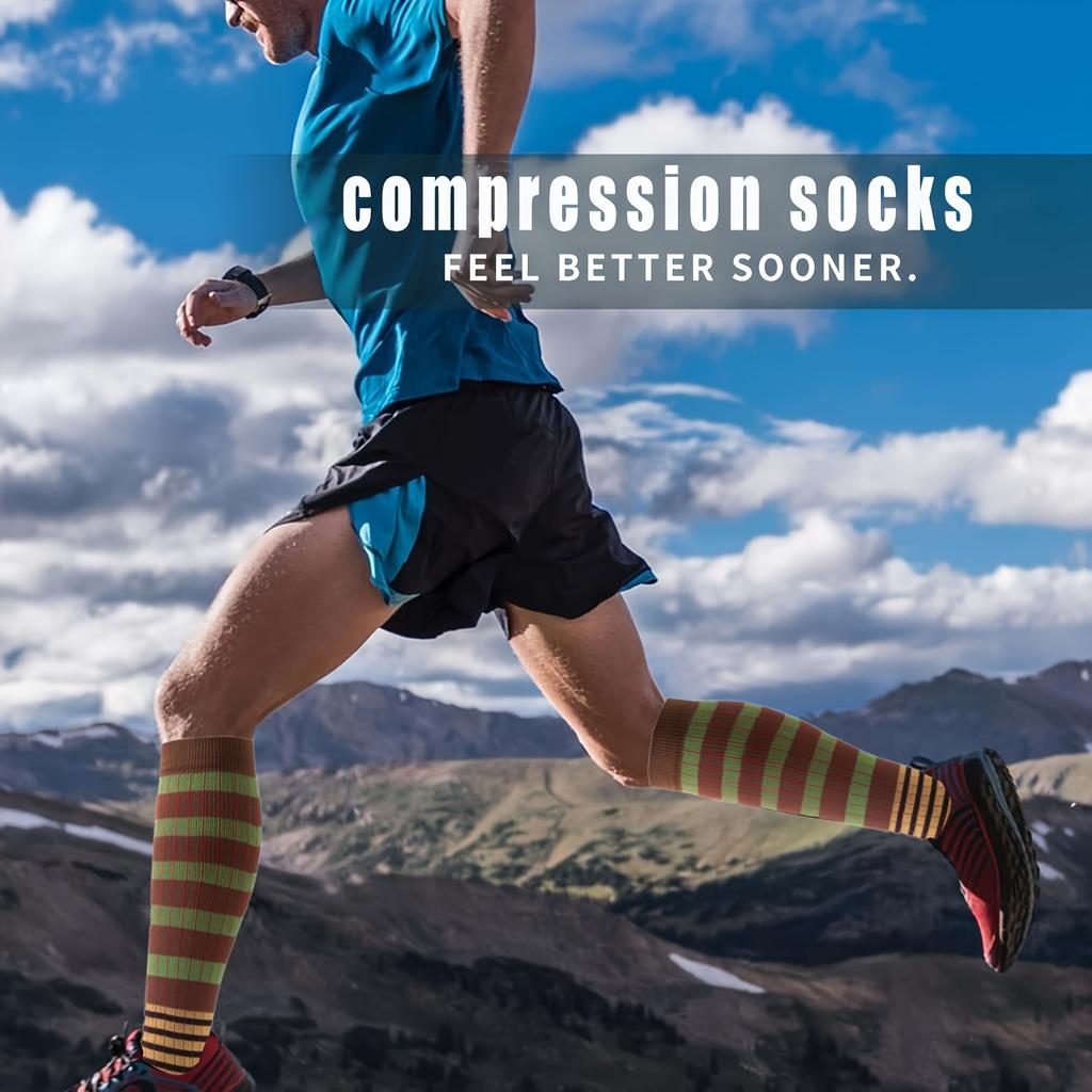 high quality6 Pairs of Multi-Color Striped Compression Socks for Men & Women - Comfortable, Versatile, and Stylish for Daily Wear, Running, and
