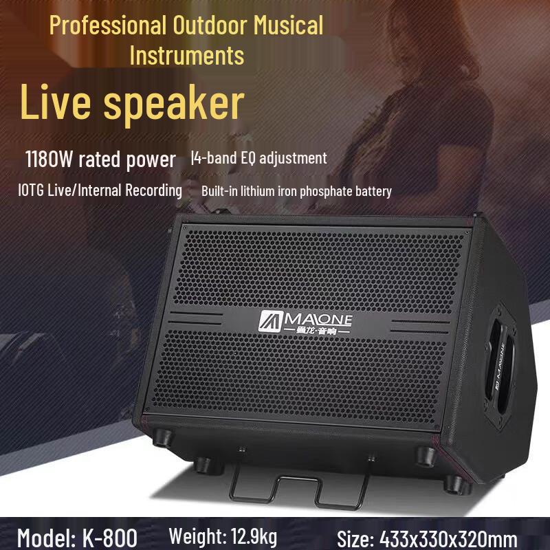 MALONE K-800 Portable Bluetooth Instrument Speaker for Live Stream & Karaoke CN plug (adapter included)