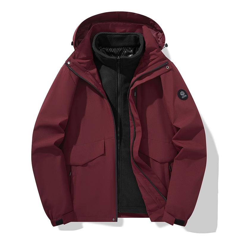 Autumn and Winter Three-in-one Outdoor Jacket, Silver Fox Velvet Waterproof, Windproof and Stain-proof Jacket, Couple Style Outdoor