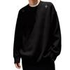 Men's Black Embroidered Henley Sweater - Cozy, High-End Knitwear for Autumn/Winter, Perfect Solo or as a Layer