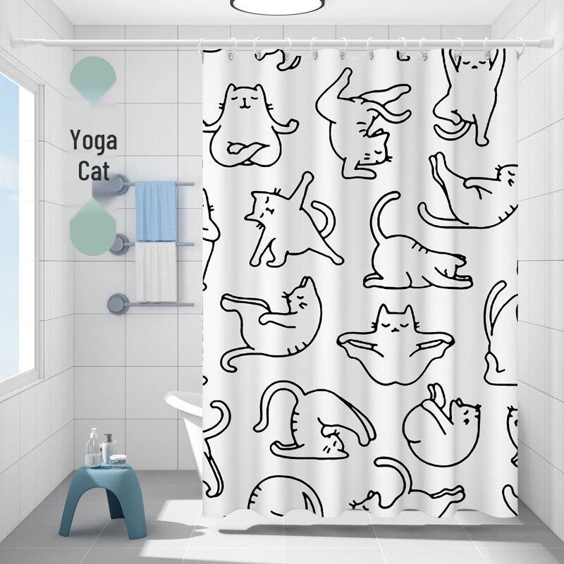 LIEI Thickened Waterproof Mildew-Proof Punch-Free Shower Curtain