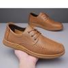 2025 Spring and Autumn New Men's Daily Casual Leather Shoes Men's Soft Leather Soft Sole Lace-up Single Shoes Dad Shoes 115