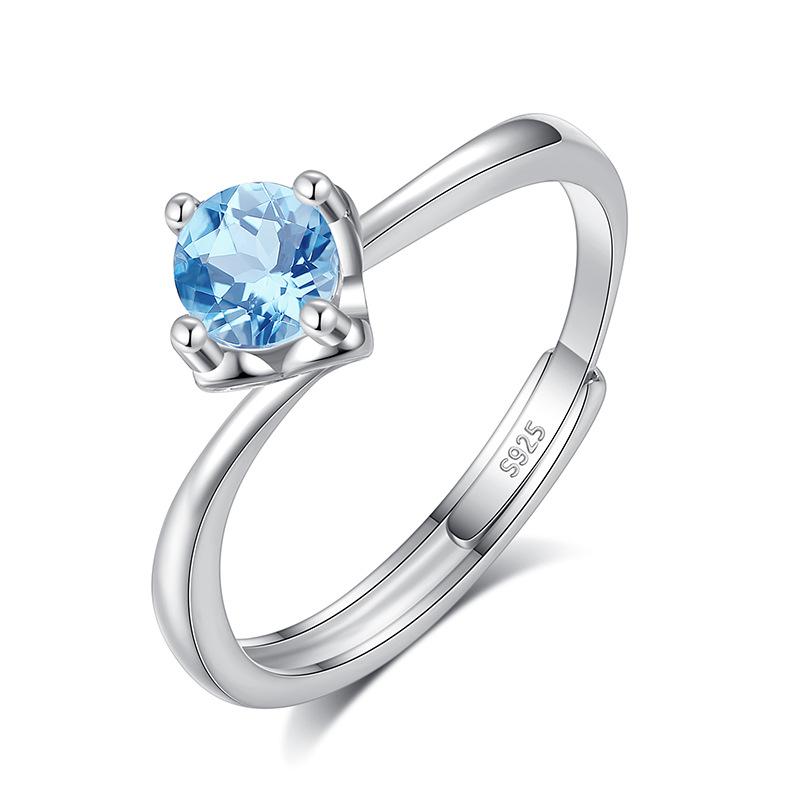 S925 Sterling Silver Four Claw Garnet Ring Natural Crystal Stone Fashion Minimalist Women Daily Fine Jewelry