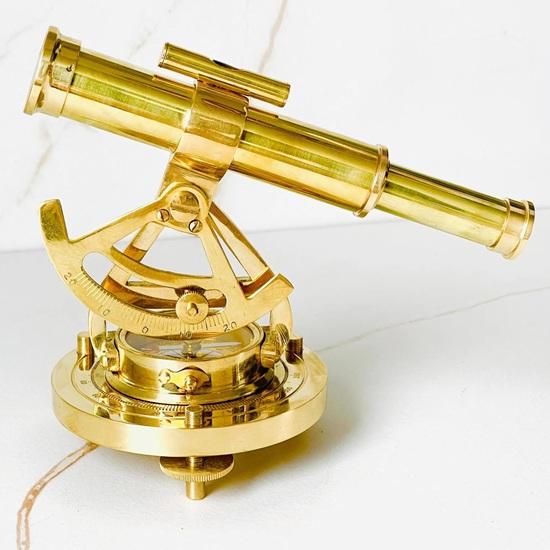 13.97 Cm Brass Alidade Telescope Compass Nautical Navigation Gift Maritime Surveyor Collectible Desk Decor