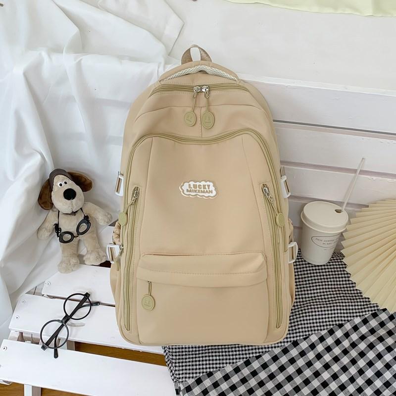 School bag, girls backpack, simple college student, new high school student travel, junior high school student versatile large-capacity backpack хаки