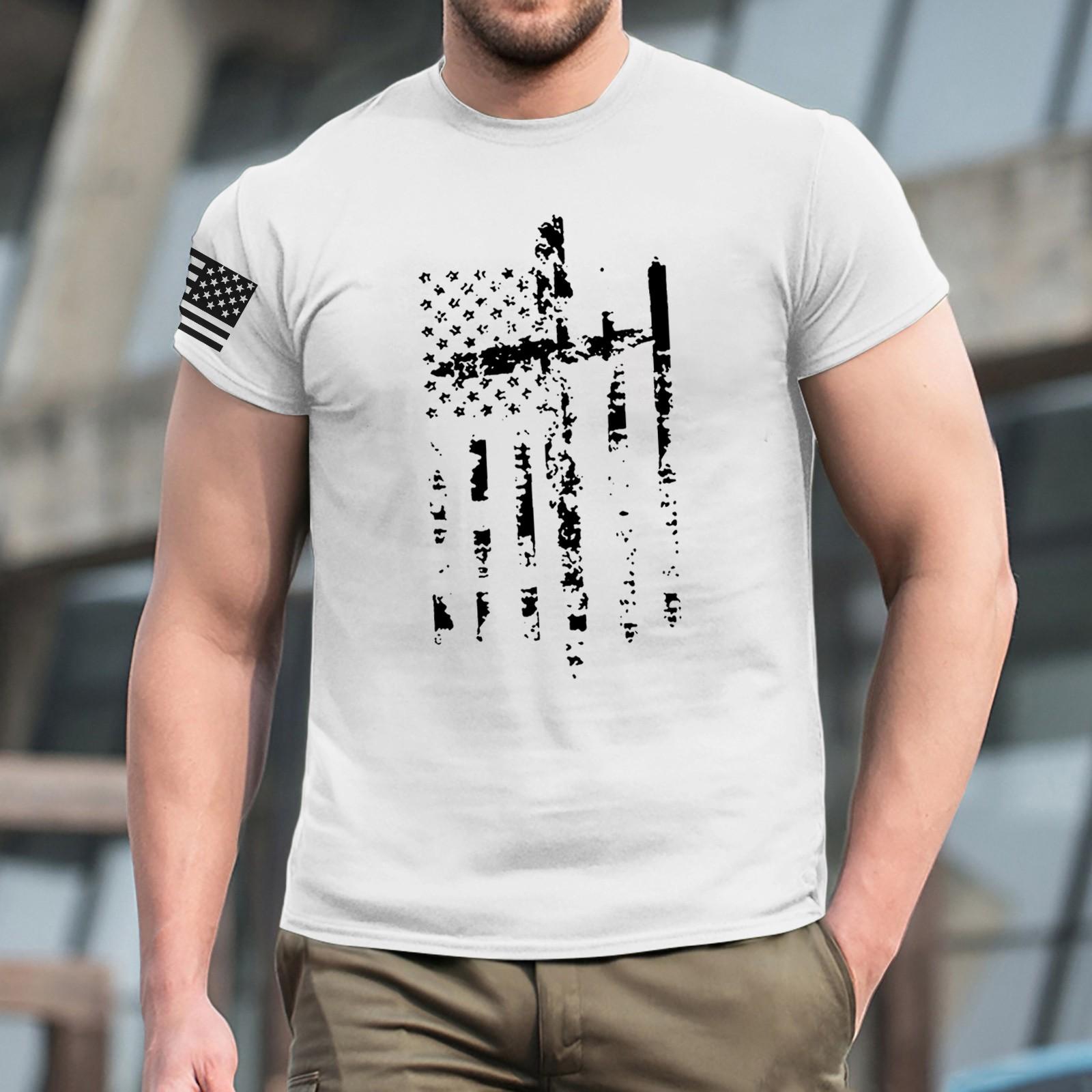 

Летняя мужская популярная футболка с круглым вырезом и коротким рукавом с принтом XL белый