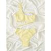 Sexy One Shoulder Wrinkled Metal Ring Bikini Women Swimwear Female Swimsuit Two-pieces Bikini Set Bather Bathing Suit Swim