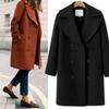 Autumn and Winter Plus Size Women's Woolen Coat Double-breasted Mid-length Trench Coat