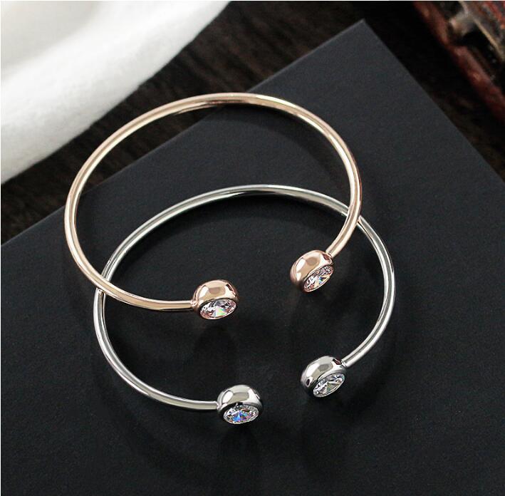 2023 Hot New Fashion Adjustable Crystal Cuff Female Jewelry Gifts Bracelets for Women Italian Charm
