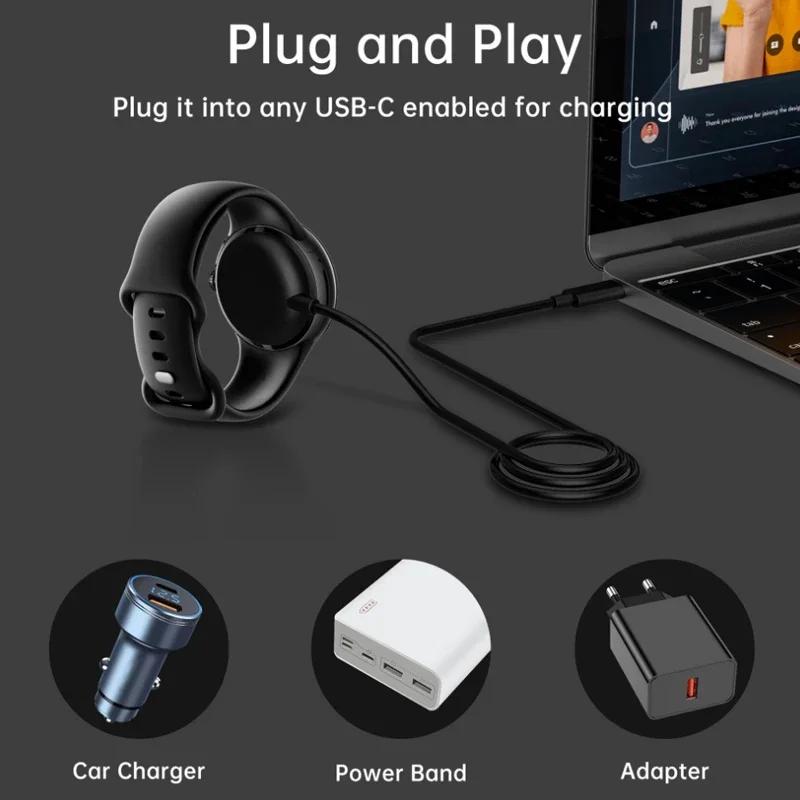 Type C Dokkladeradapter for Google Pixel Watch Smartklokke Magnetisk USB Ladekabel Base Ledning Tilbehør