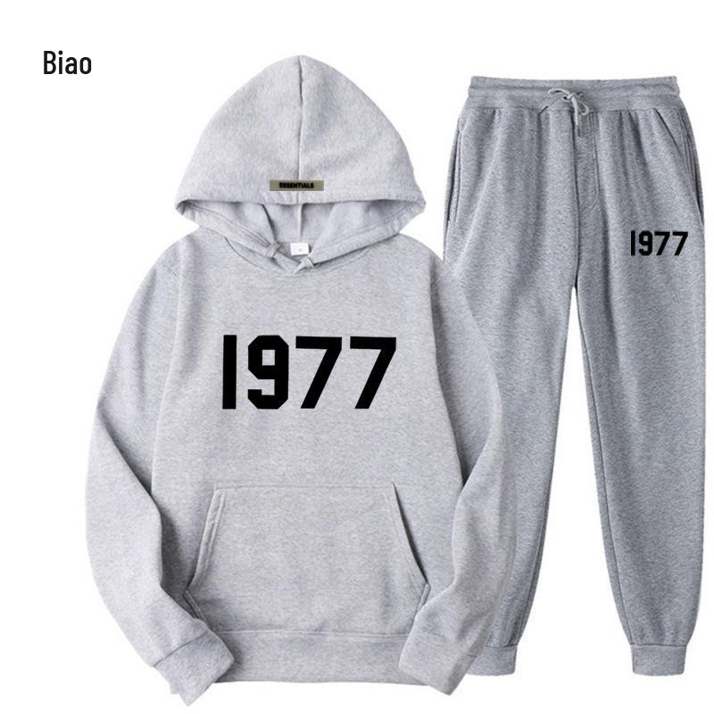 ESSENTIALS 1977 Trendy Fleece Hoodie Set - Unisex Loose Fit Sweatshirt