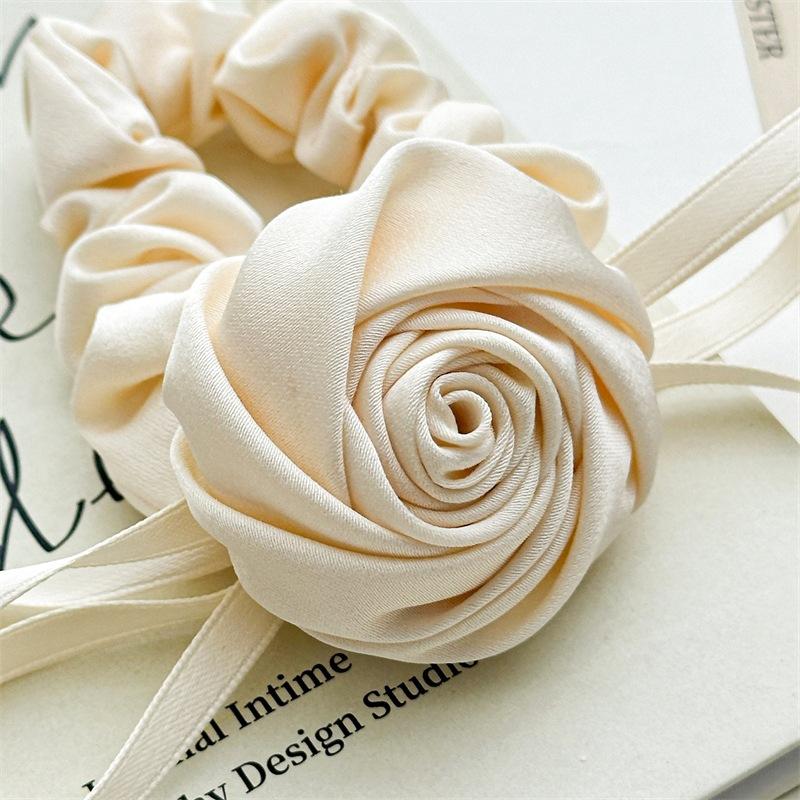 3D Rose Pearl Pendant Large Intestine Hair Tie Headband Women's Gentle Hair Accessories