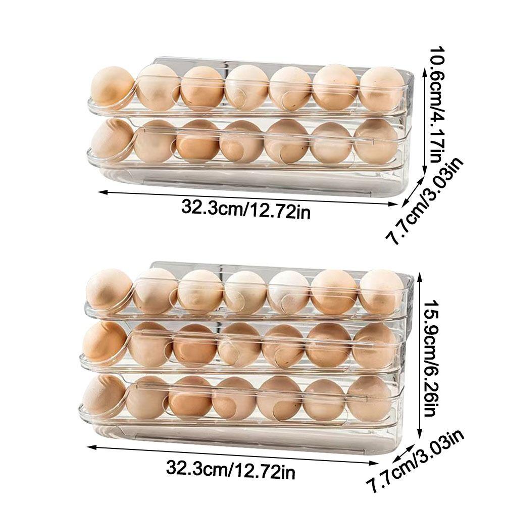 Stackable Scrolling Egg Holder 2/3 Layer Egg Organiser  for Kitchen Supplies