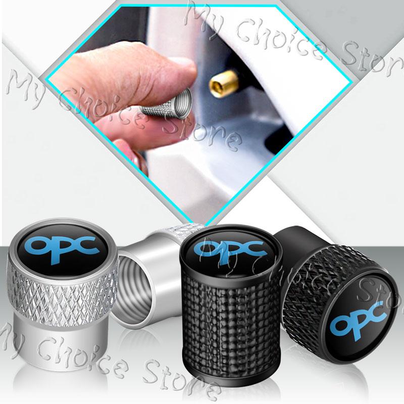 4Pcs OPC Line Emblem Metal Car Tire Valve Caps Wheel Stem Air Dust Covers For Opel Vauxhall Astra G H J K F Corsa Mokka Zafira