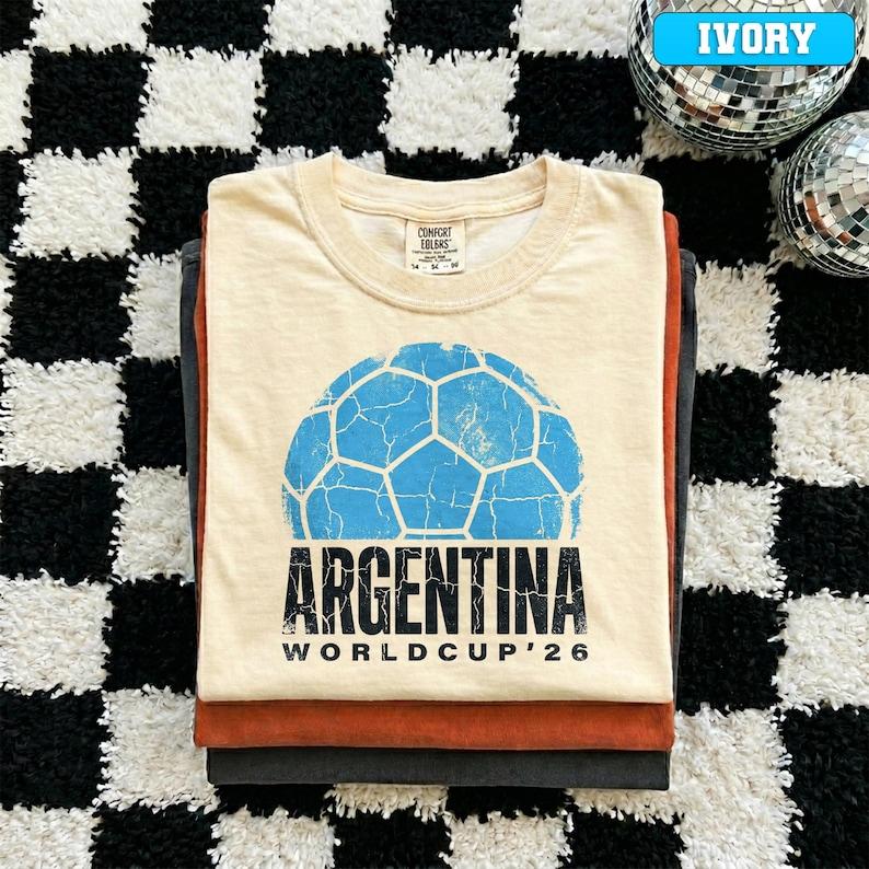 Comfort Colors - Argentina World Cup 2026 Shirt, Retro Vintage Soccer Football Fan Tee, Argentina National Team Graphic T-Shirt 4XL