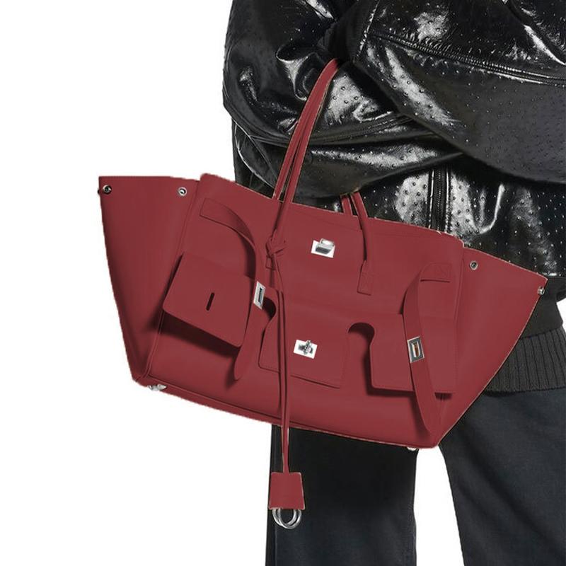 Borsa Tote ad Ala in Pelle di Alta Qualità, Grande Capacità, Lusso, Tendenza, Texture Avanzata, Semplice, Morbida, Resistente all'Usura, Borsa da Viaggio