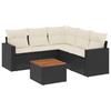 6-teiliges Gartensofa-Set mit Kissen Schwarzes Poly-Rattan