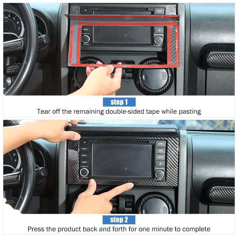 ABS interiér Kryt volantu Dekorační rámeček palubní desky pro Jeep Wrangler JK 2007-2010 Autopříslušenství