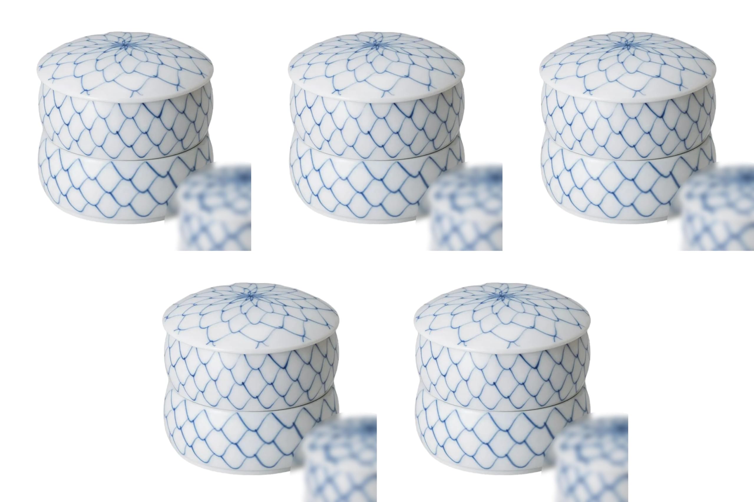 

Set of 5 Large Mesh Boxes x Lidded Boxes by Setomonohonpo Two-Tiered [9 8.5cm]