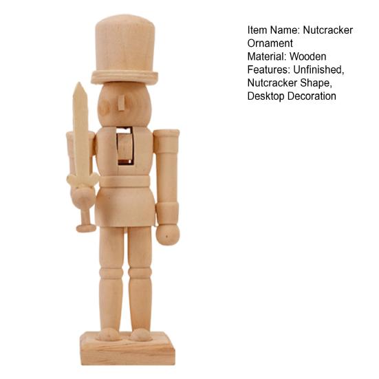 18CM Christmas Wooden Unfinished Nutcracker Figurine DIY Blank Unpainted Soldier Figure Festival Holiday Party Ornament Decoration