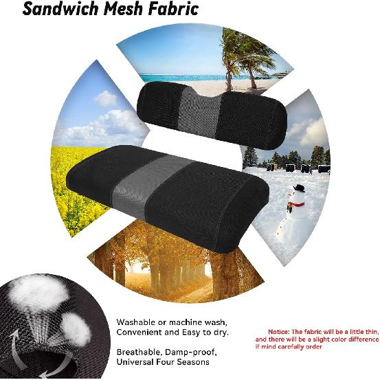Golf Cart Front Seat Covers Fit EZGO TXT 1994-2013, Washable Breathable Air Mesh Cloth Adjustable Seat Cover for Golf Cart, Black and Gray