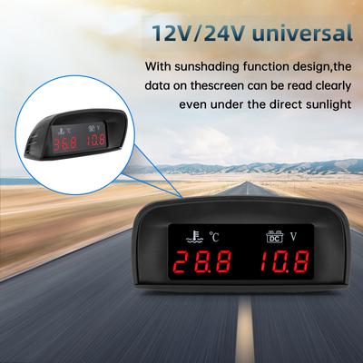 12V/24V 2w1 Samochodowy LCD Miernik Temperatury Wody Termometr Woltomierz Wskaźnik Temperatury i Napięcia + Czujnik Temperatury 10mm do Samochodu Ciężarówki
