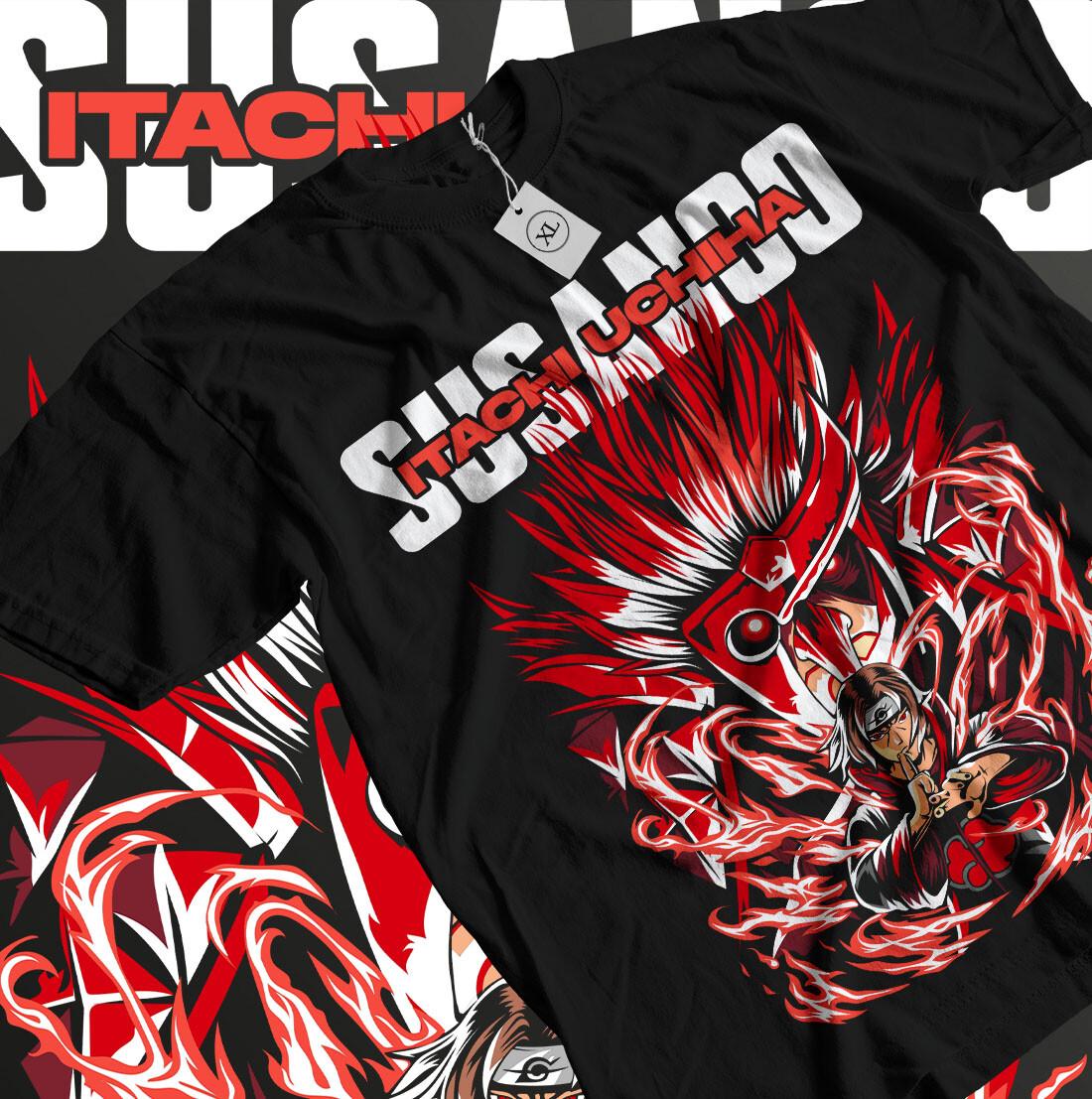 Naruto Itachi Uchiha T-shirt Susanoo Pain Akatsuki Horror Anime GifT-shirt XL