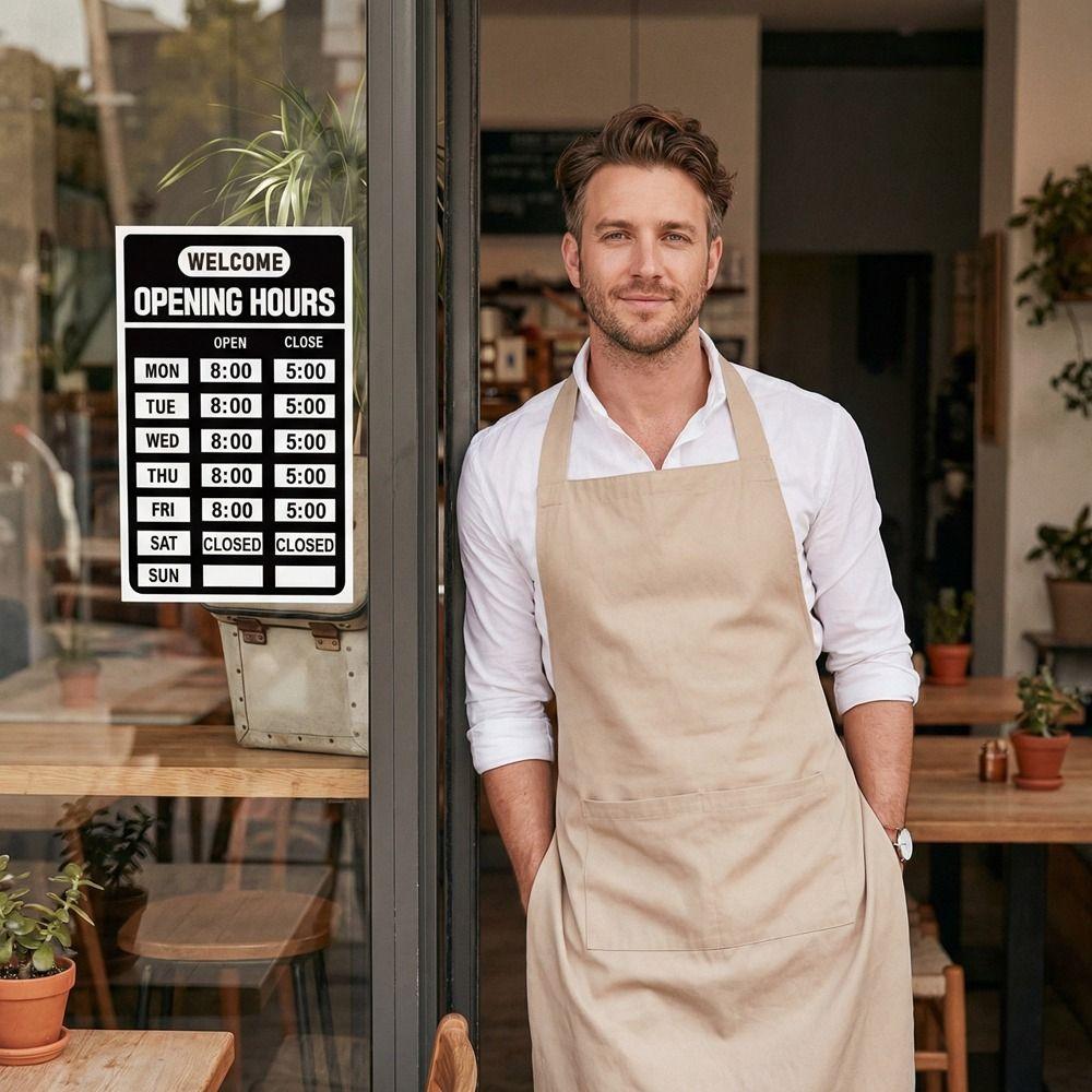 Self-Adhesive Business Hours Sticker Waterproof Open Close Time Sign  Glass Door Application