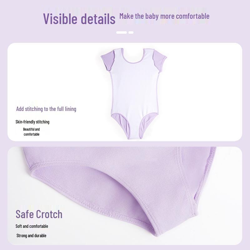 Children's Spring-Summer Ballet Skirt Bodysuit - Short Sleeve Dancewear for Girls