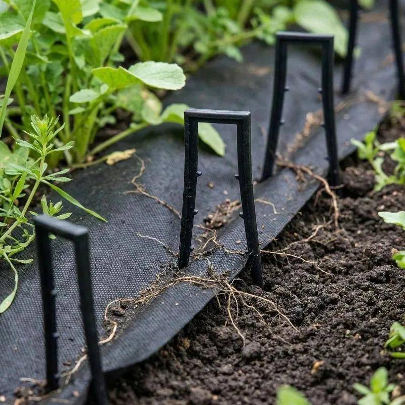 50/10 Stück U-förmige Gartenspieße mit Spitze Kunststoff-Gartenstifte Landschaftsstifte Erdspieße für Hof Rasen Unkrautbarrieren