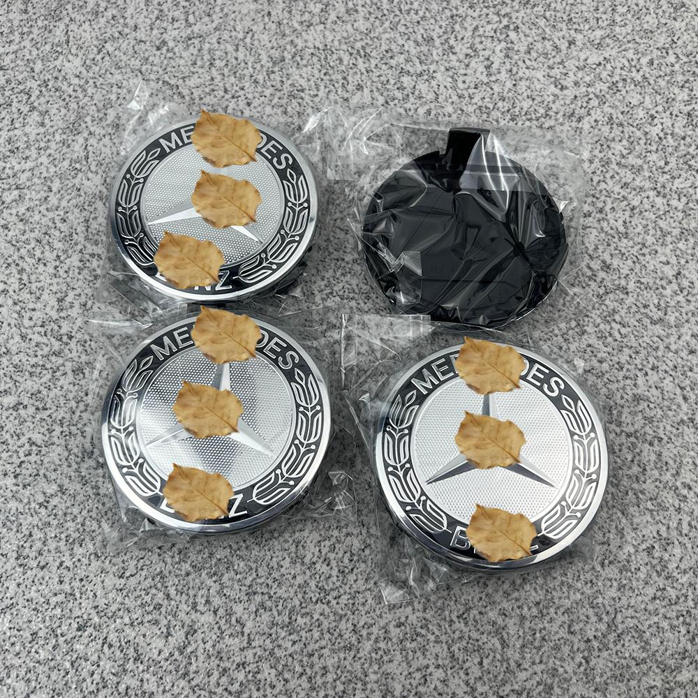

%ii 4Pcs 75mm Black Blue Wheel Center Cap Hub Cover Logo Badge Emblem For Mercedes Benz AMG W202 W204 W205 W210 Car Accessories