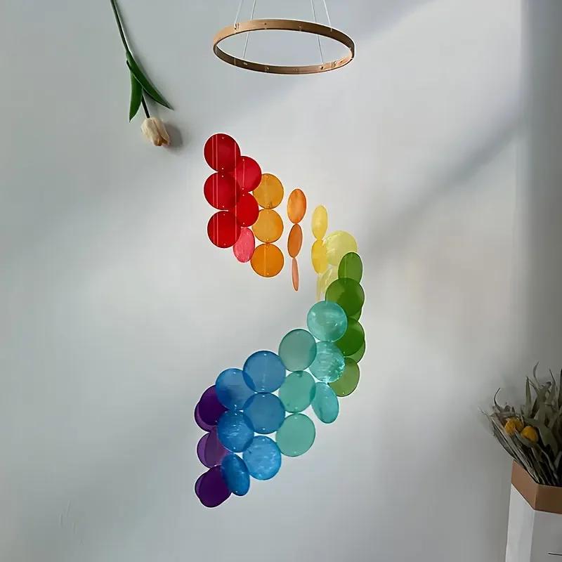 Colorful Shell Wind Chimes Outdoor Holiday Gift Capiz Shell Homestay Wall Hanging Memorial Wind Chimes Garden Ornaments