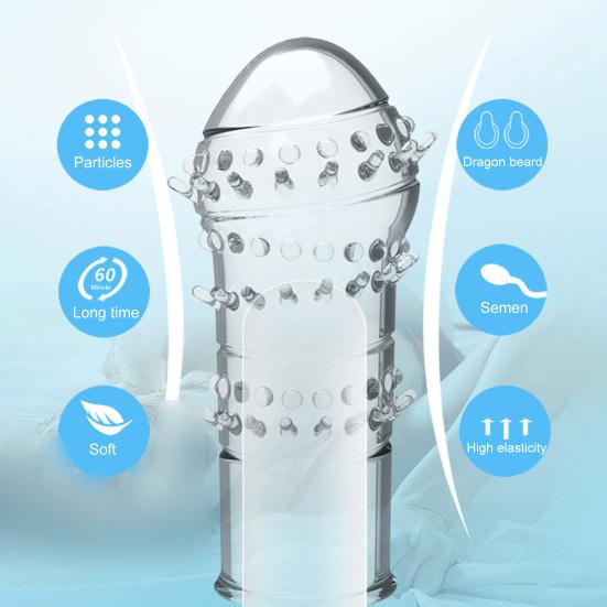 Penis Ring Granular Barbed Sexual Stimulation Translucent Delay Ejaculation Lock Ring for Male