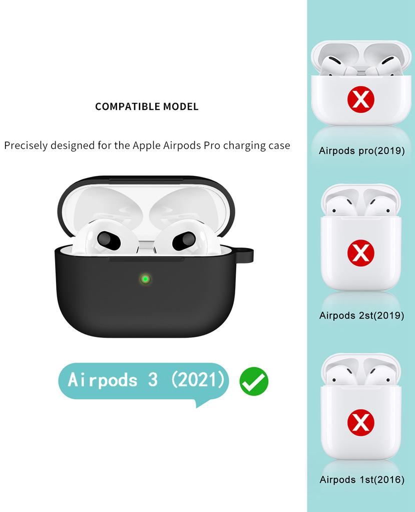 Silicone Cases For Apple Airpods 3rd generation Protective Shockproof Wireless Earphones Cover With Hook for air pods 3 Box Bags