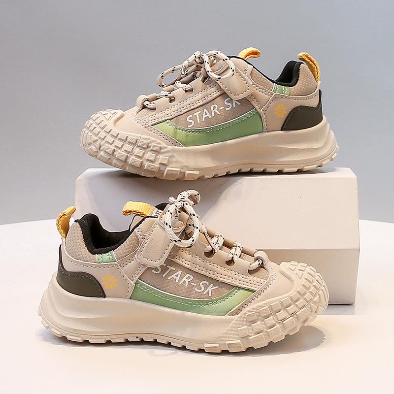 

New autumn children s shoes: boys closed-toe anti-kick beach shoes, Korean-style fashionable trendy girls sneakers 32-37One Hand6Double бежевий