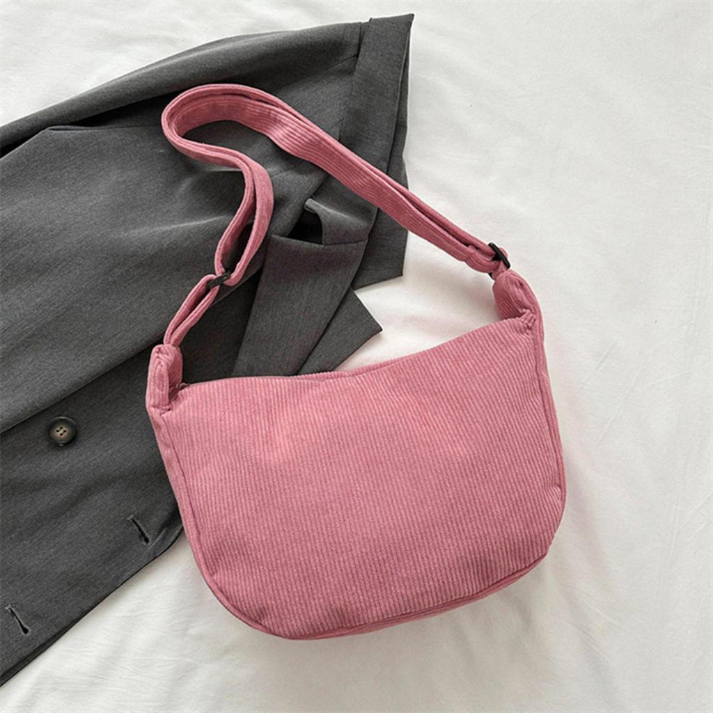 Corduroy Shoulder Bags Minimalist Crossbody Bag Women's Handbags Fashion Fabric Underarm Bag Solid Color Zipper Female Handbag