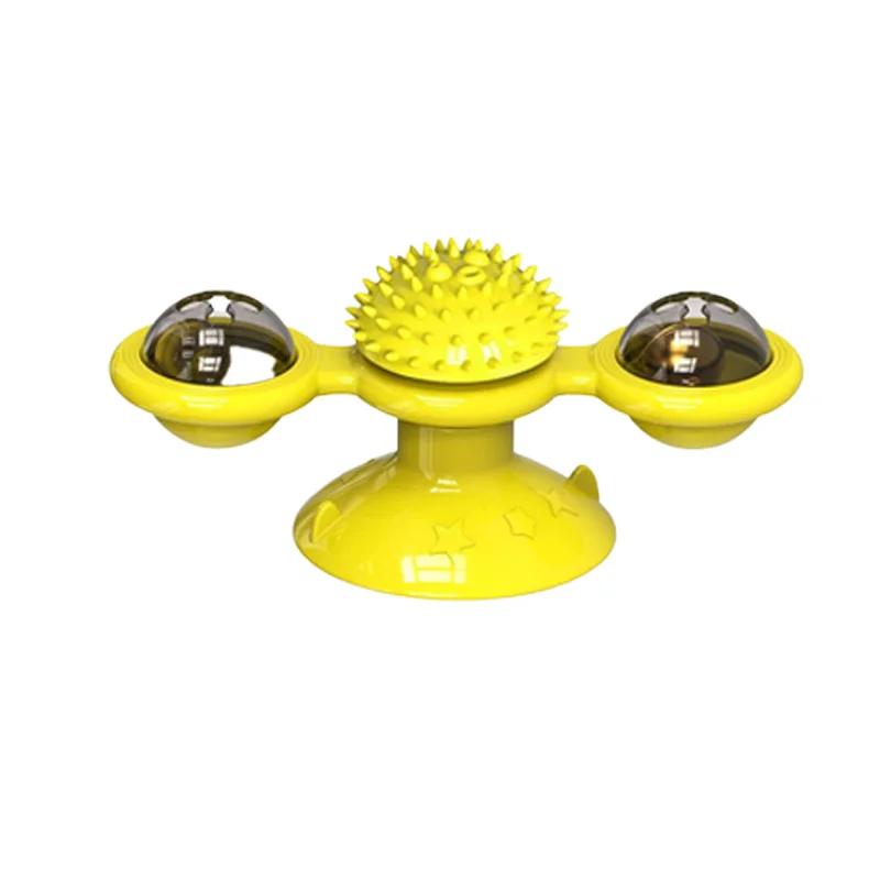 

Windmill Cat Toy – Interactive Puzzle Toy for Cats with Whirligig Turntable, Kitten Brush Teeth Game, Rotating Pet Supplies жовтий