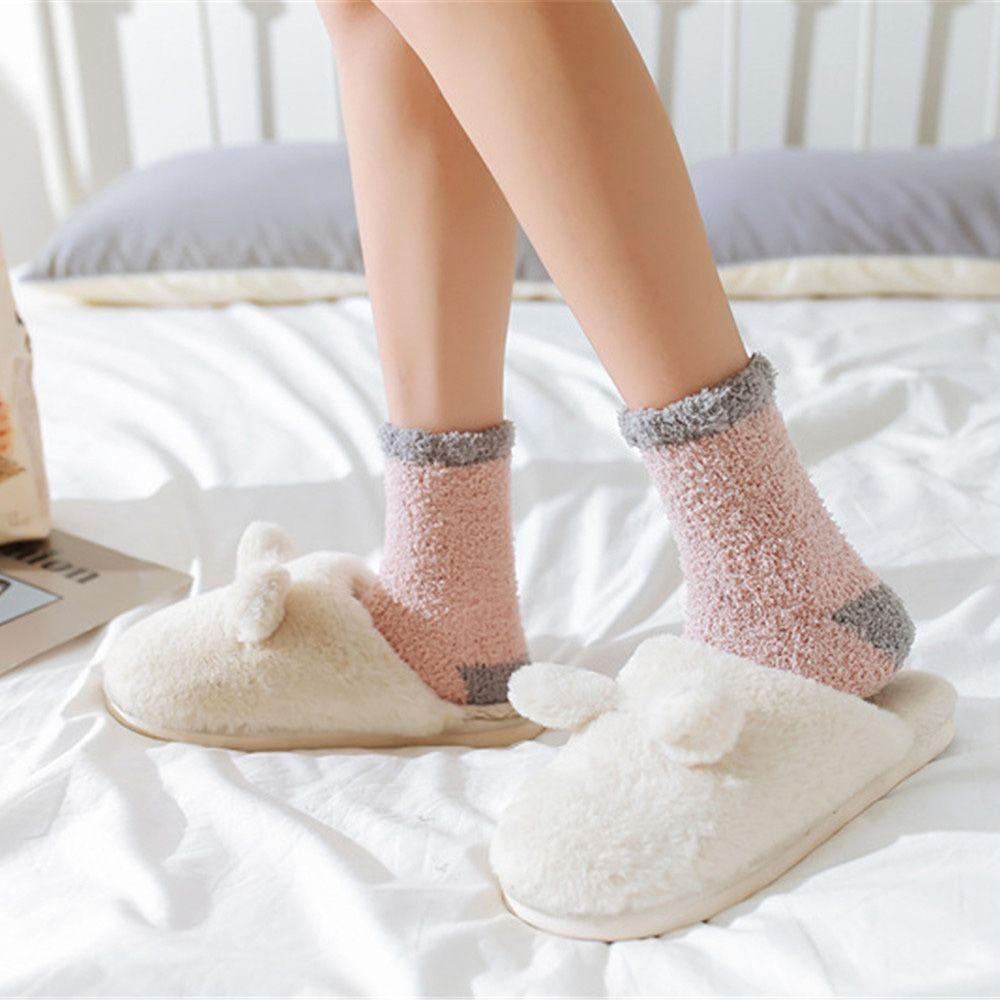 Candy Colors Winter Warm Plush Cashmere Sox Coral velvet socks Thickening Soft