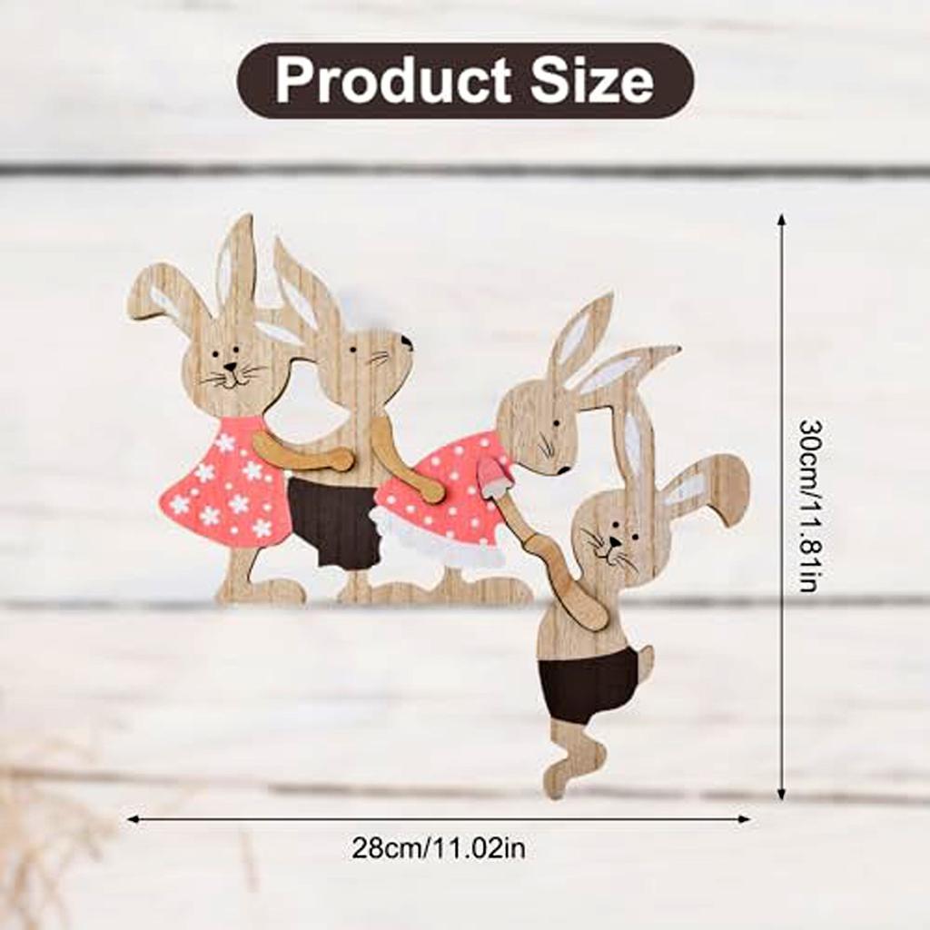 New Easter Painted Rabbit Ornaments Wooden Crafts Home Decoration Door Wall Hanging Pendant Easter Bunny Party Decor