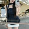 Plaid blue tube top suspender vest women's summer new pure lust Spice Girl sleeveless T-shirt top ins
