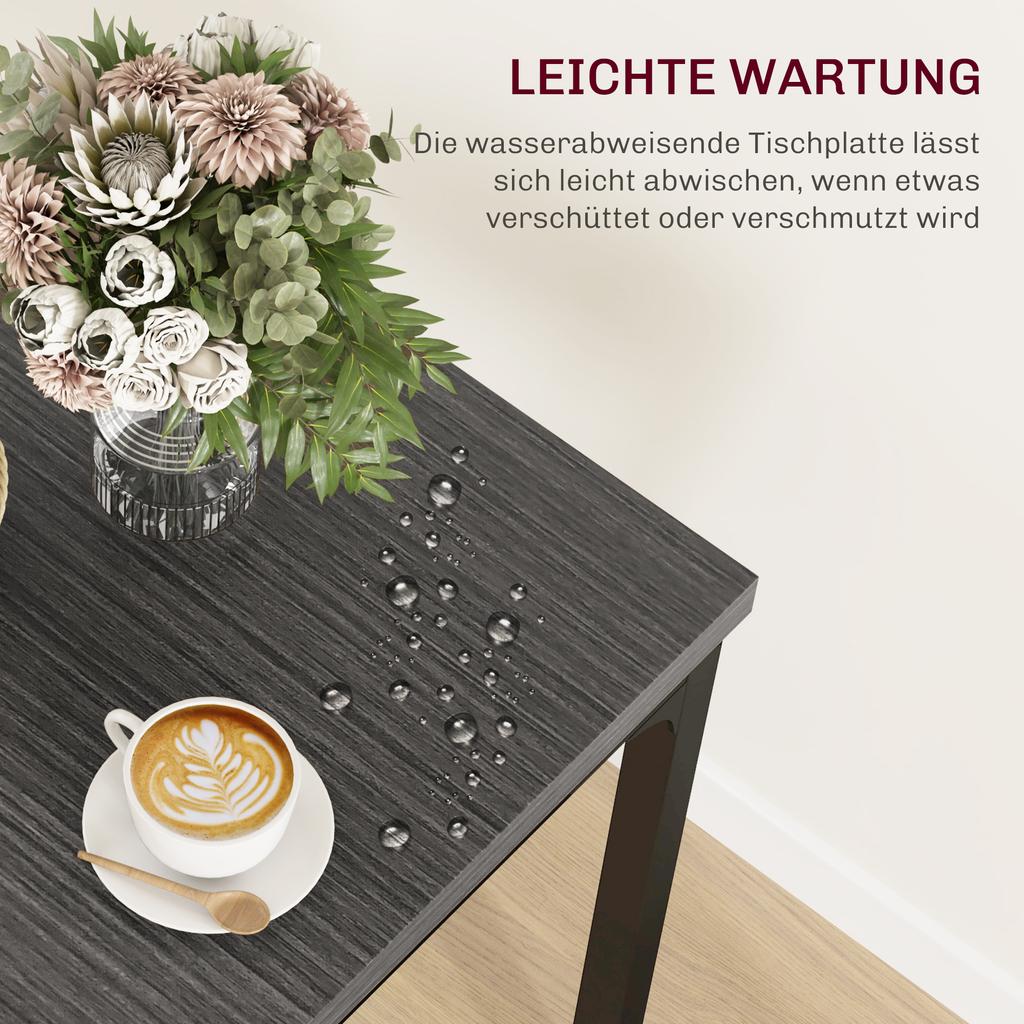 Three-Piece Minimal and Compact Dining Set, Grey Wood Effect