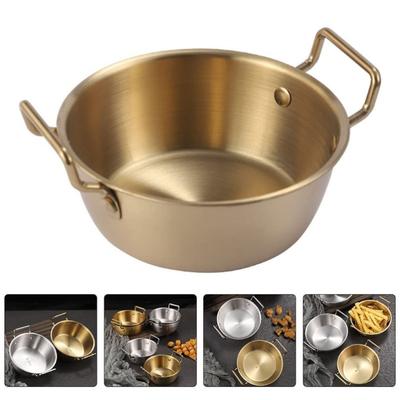 Gold Stainless Steel Bowl with Handle, Suitable for Hot Pot, Fried Food, Salad and Party Entertaining